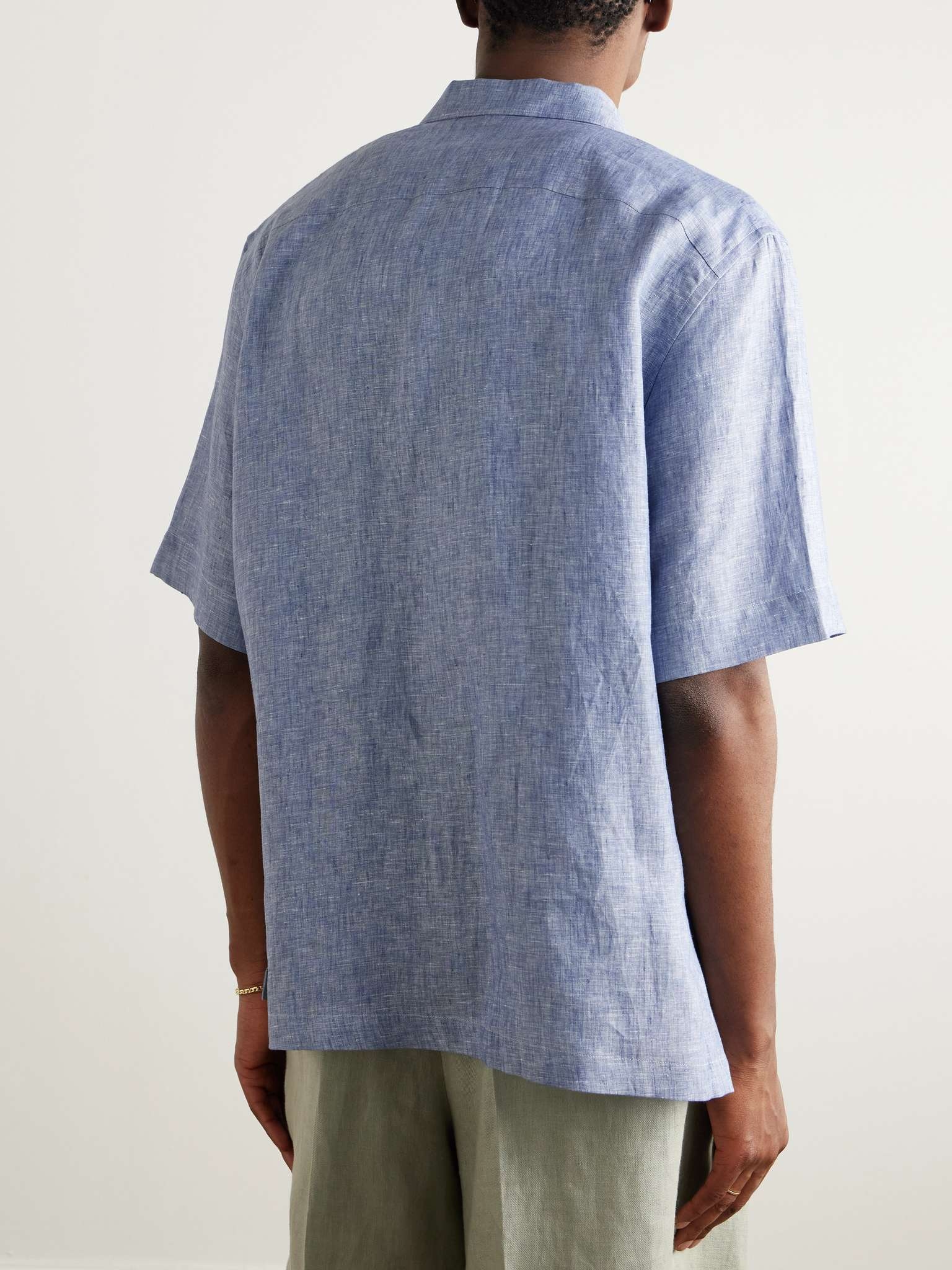 Federico Camp-Collar Linen Shirt - 4
