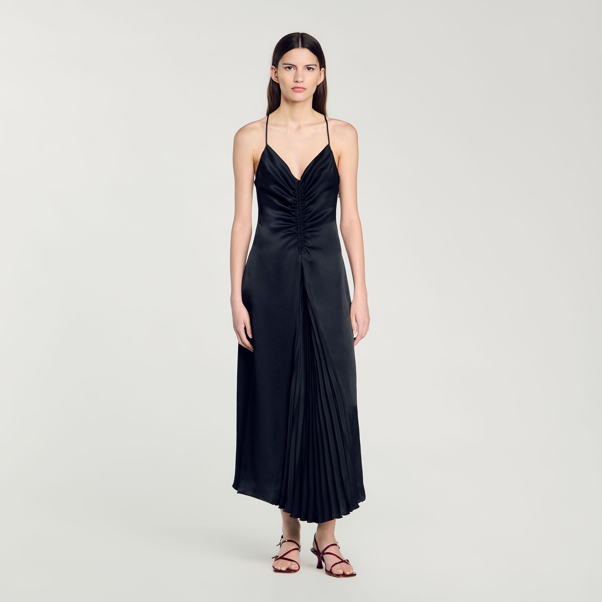 LONG SATIN-EFFECT DRESS - 3