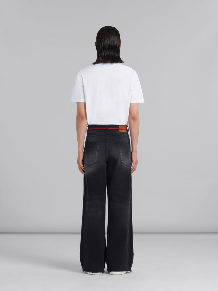 BLACK BLEACHED BULL DENIM FLARED TROUSERS - 3