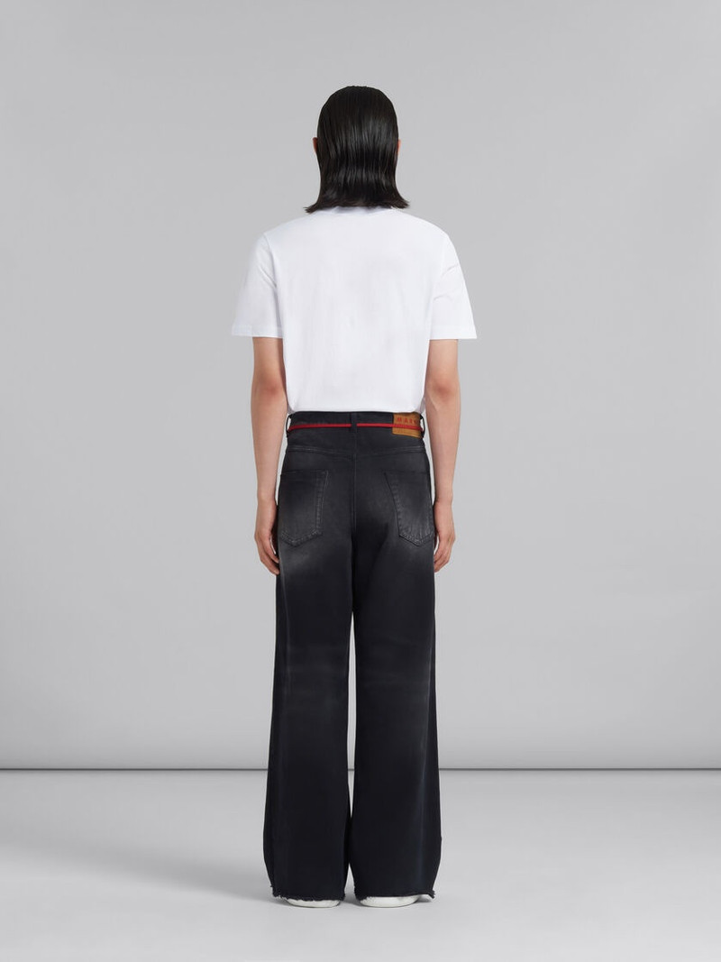 BLACK BLEACHED BULL DENIM FLARED TROUSERS 3