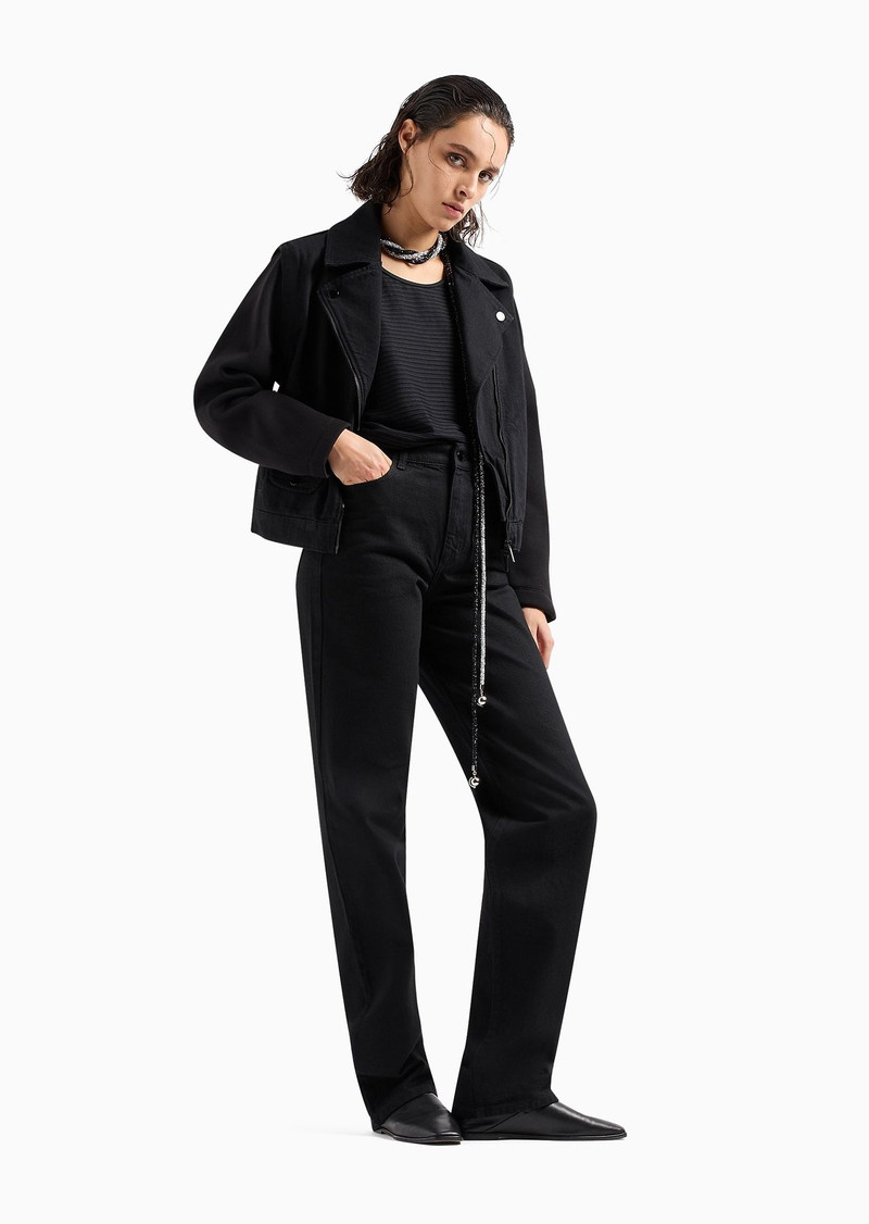 EMPORIO ARMANI J4B mid-rise straight-leg, rinsed-denim jeans outlook