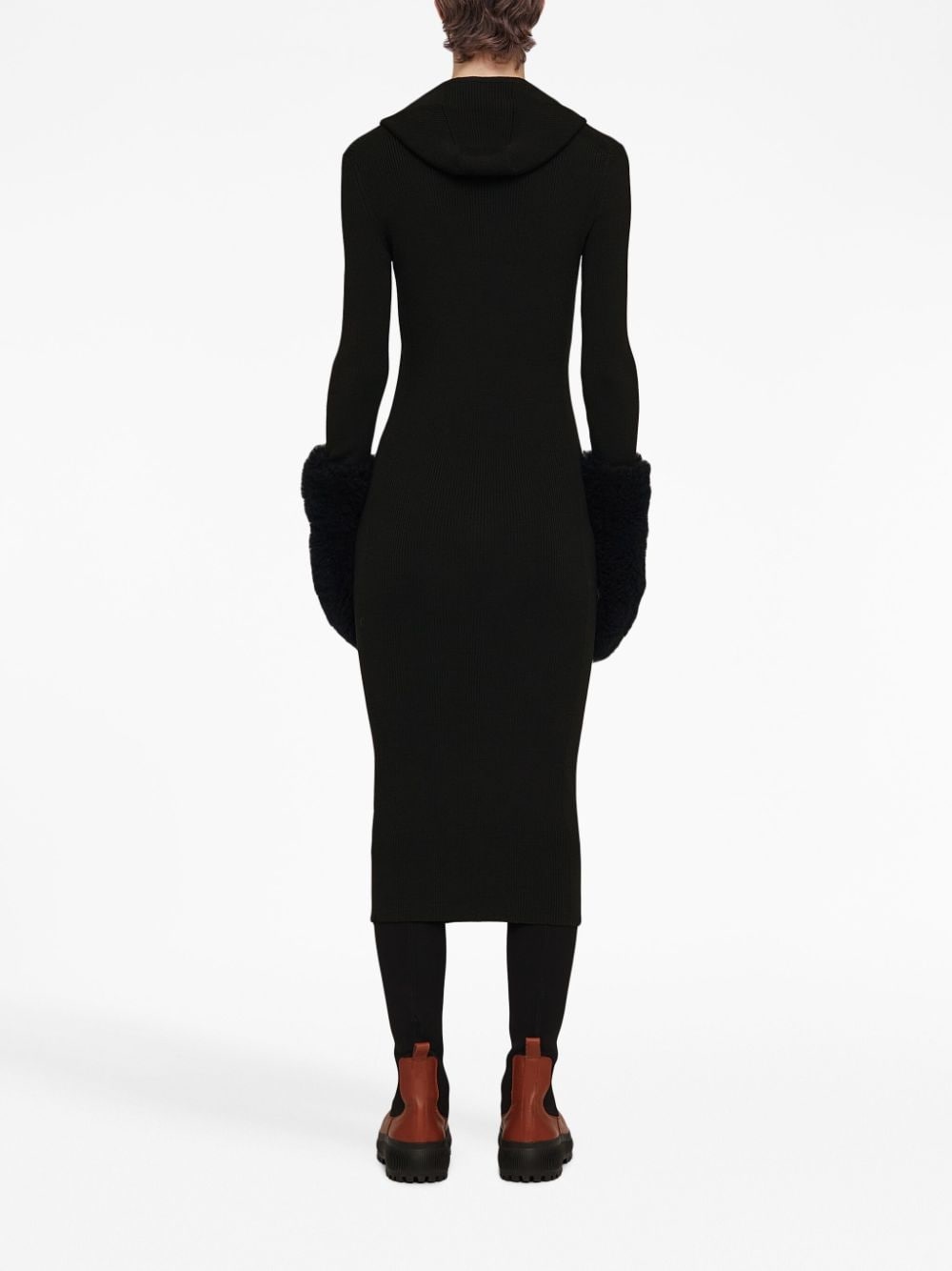 ribbed-knit hooded midi dress - 4