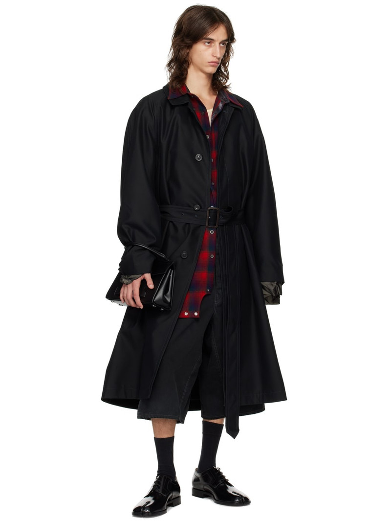 Maison Margiela Black Belted Trench Coat outlook