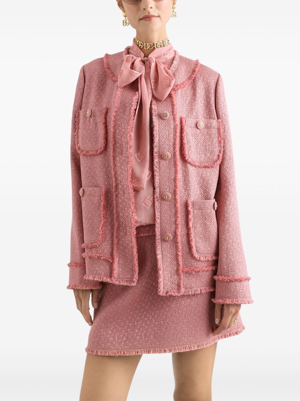 single-breasted tweed jacket - 4