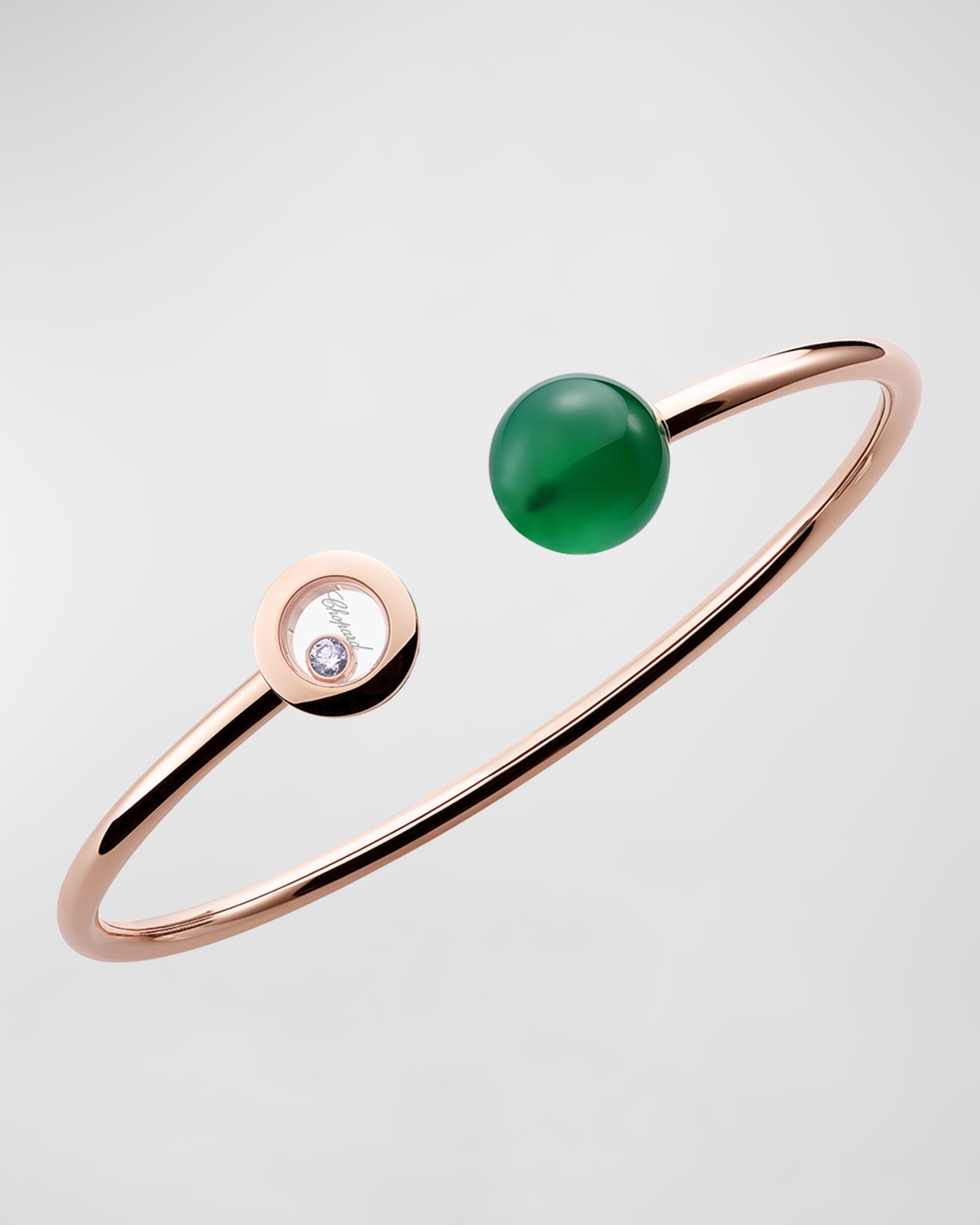 Happy Diamonds Planet 18K Rose Gold Green Agate Bracelet, Size Medium - 1