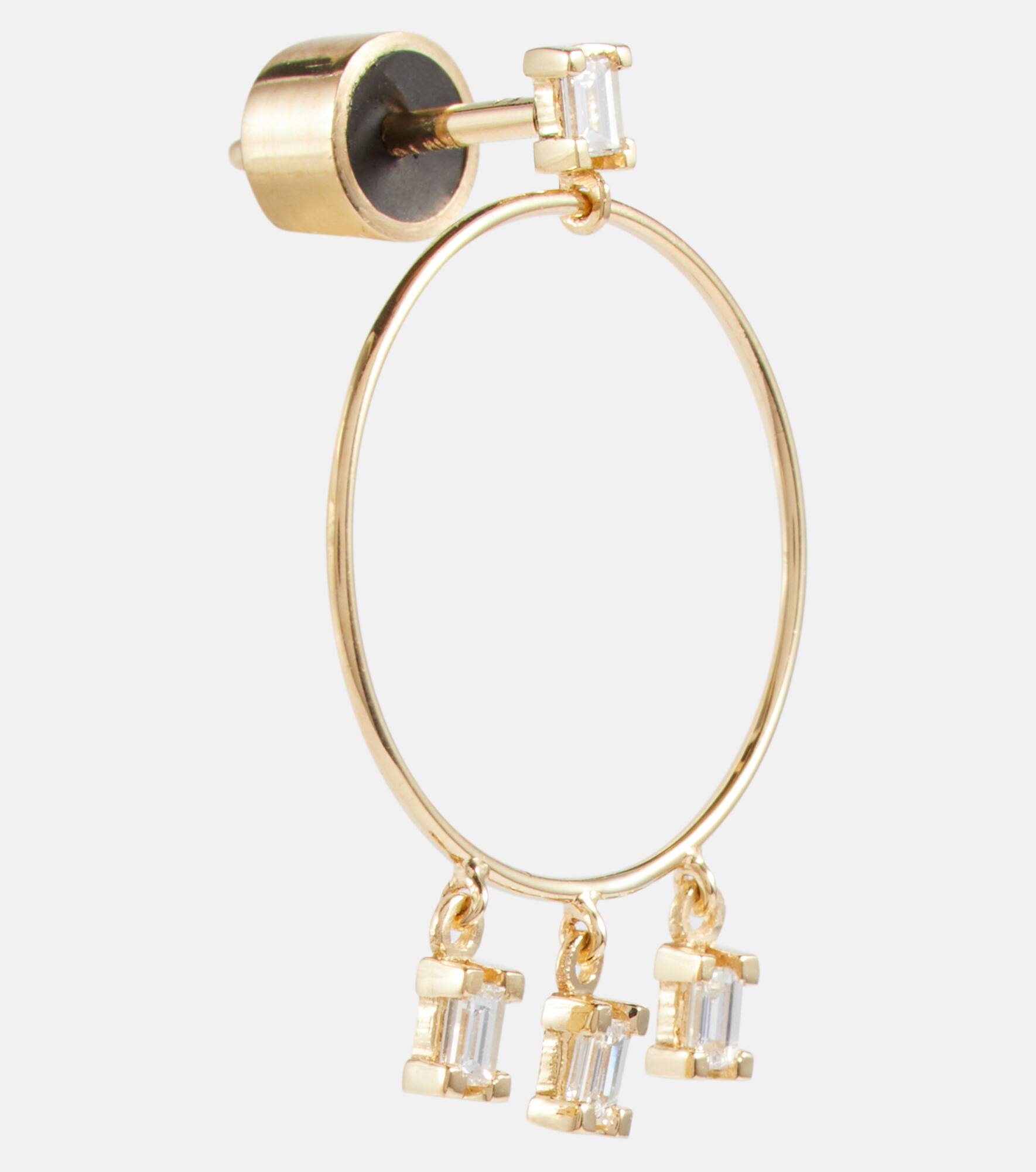 18kt yellow gold hoop earrings with diamonds - 4