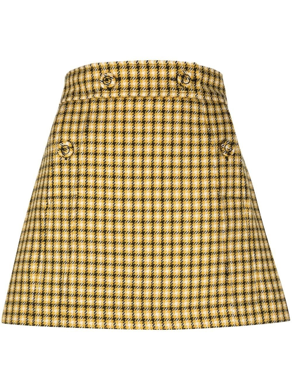 check-print button skirt - 1