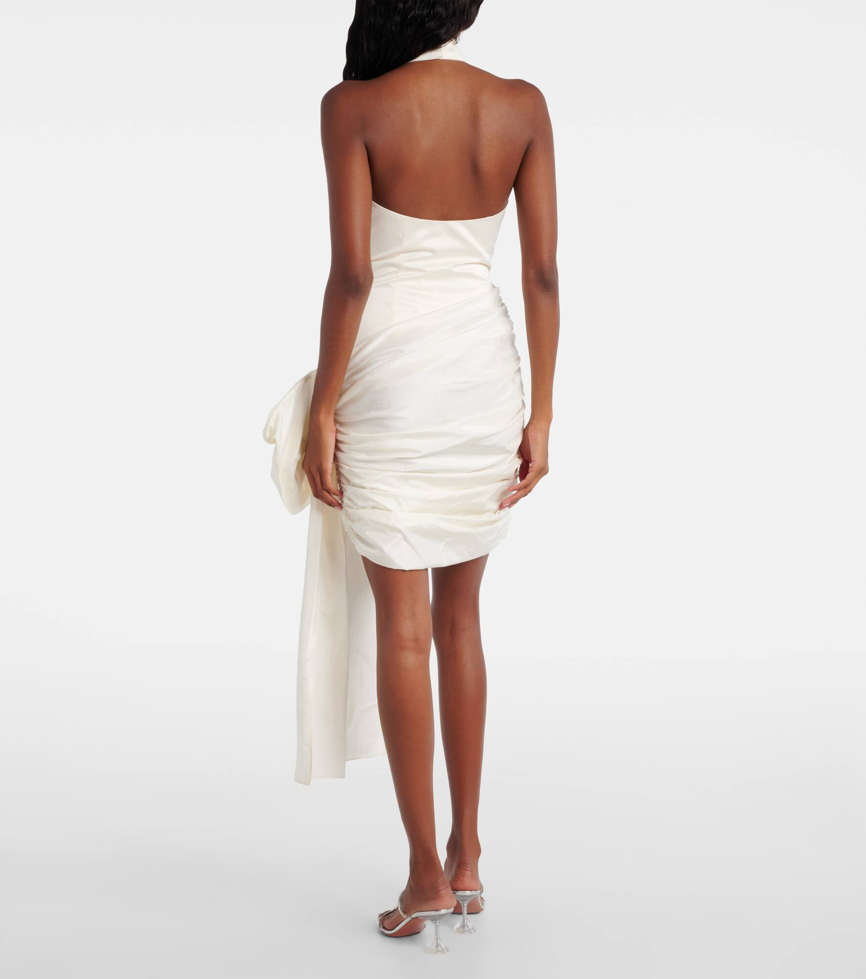 Bow-detail halterneck satin minidress - 3