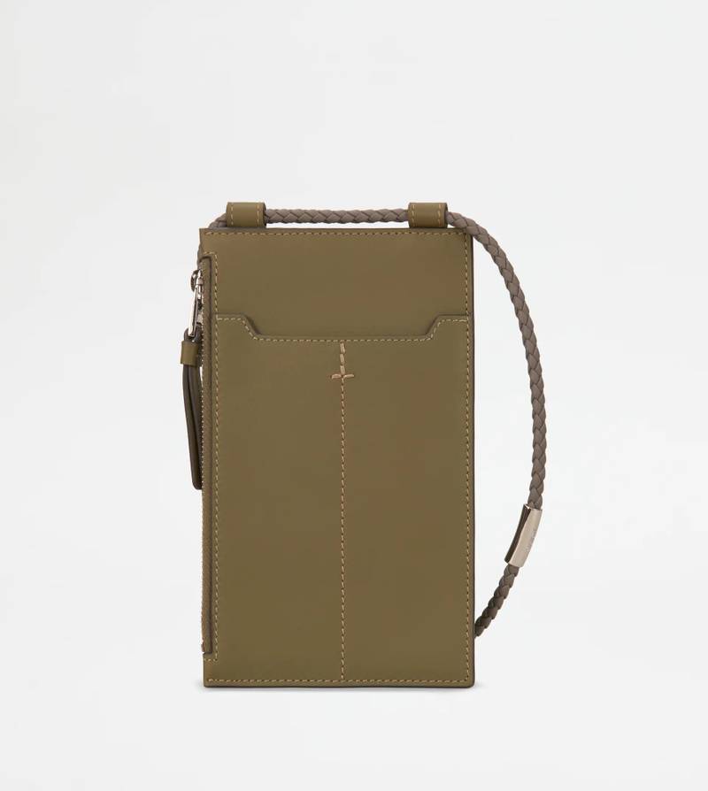 LEATHER PHONE HOLDER LARGE - GREEN 1