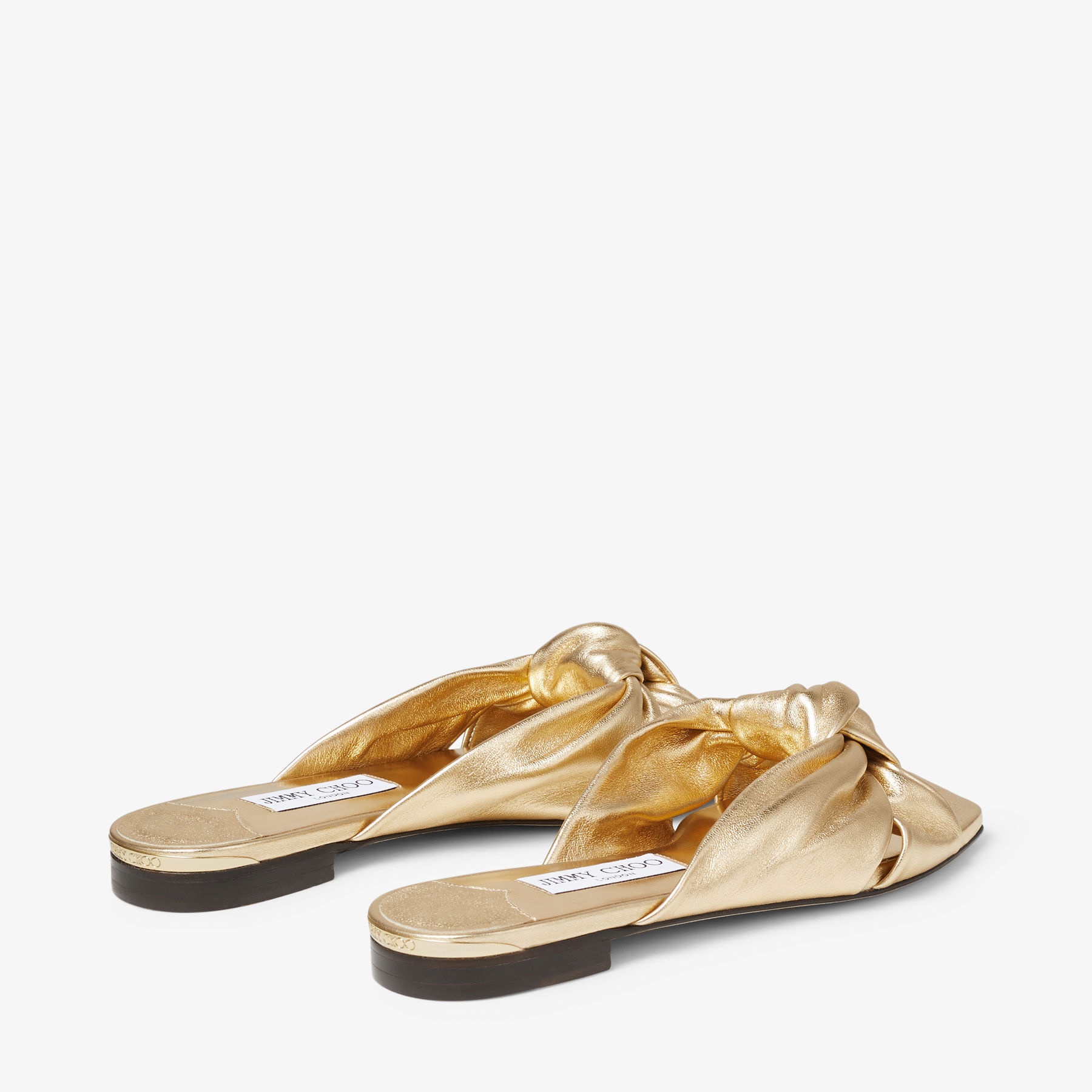 シューズ・サンダルその他 JIMMY CHOO Woman Flat sandals Gold JIMMY CHOO Avenue Flat Gold Metallic Nappa Leather Flat