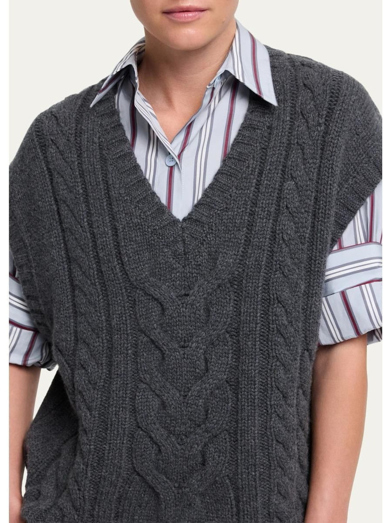Pops Cable-Knit Cashmere Vest 5