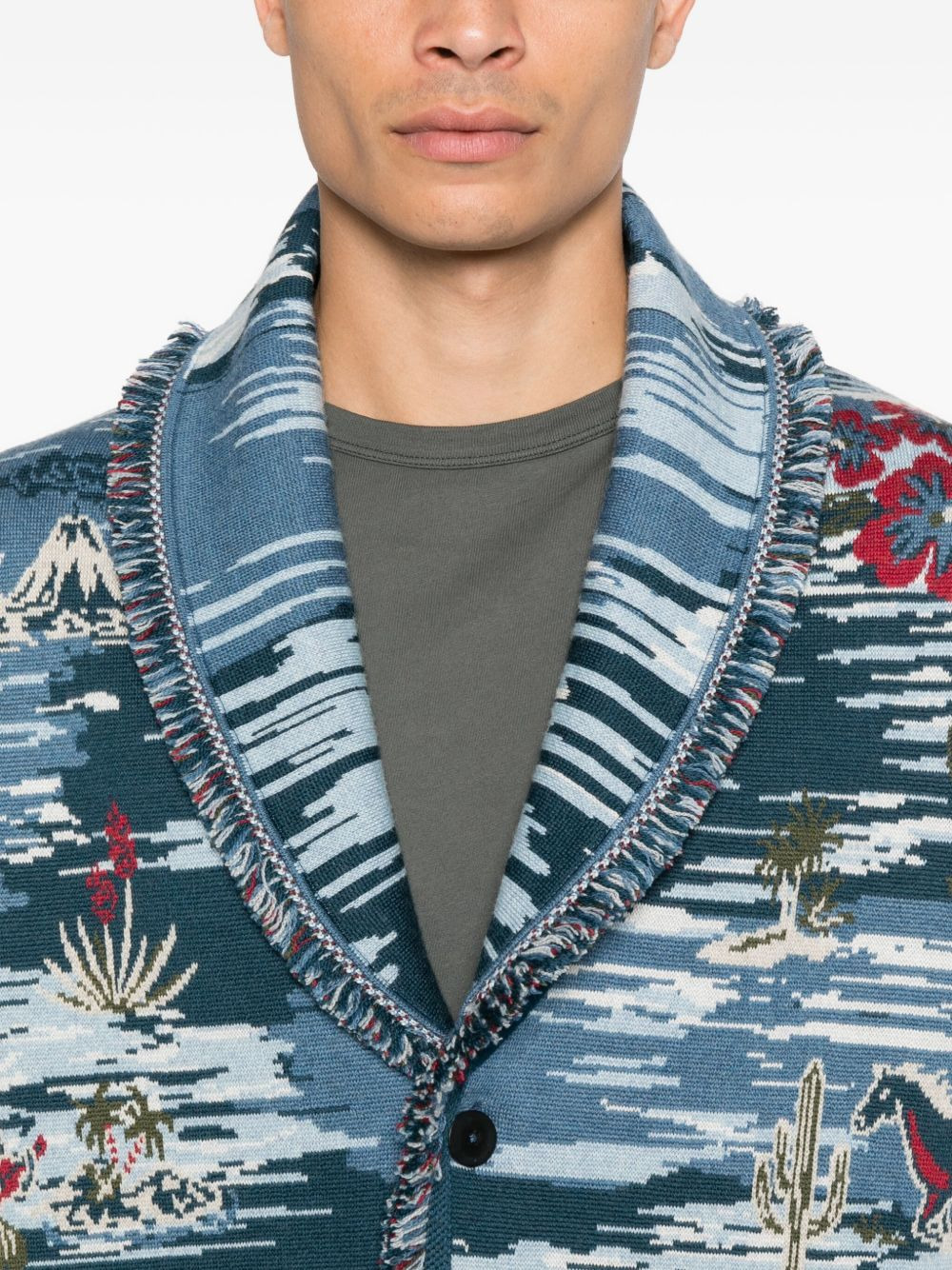 fringed patterned cardigan - 5