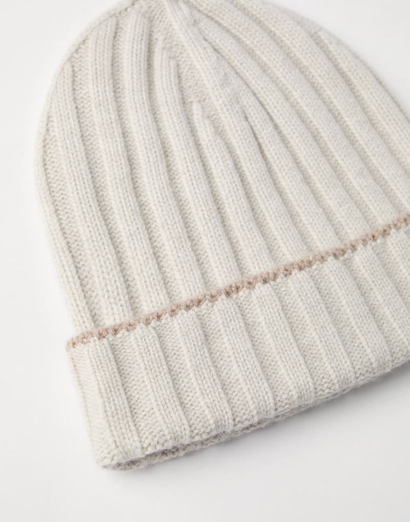 Brunello Cucinelli Cashmere rib knit beanie outlook