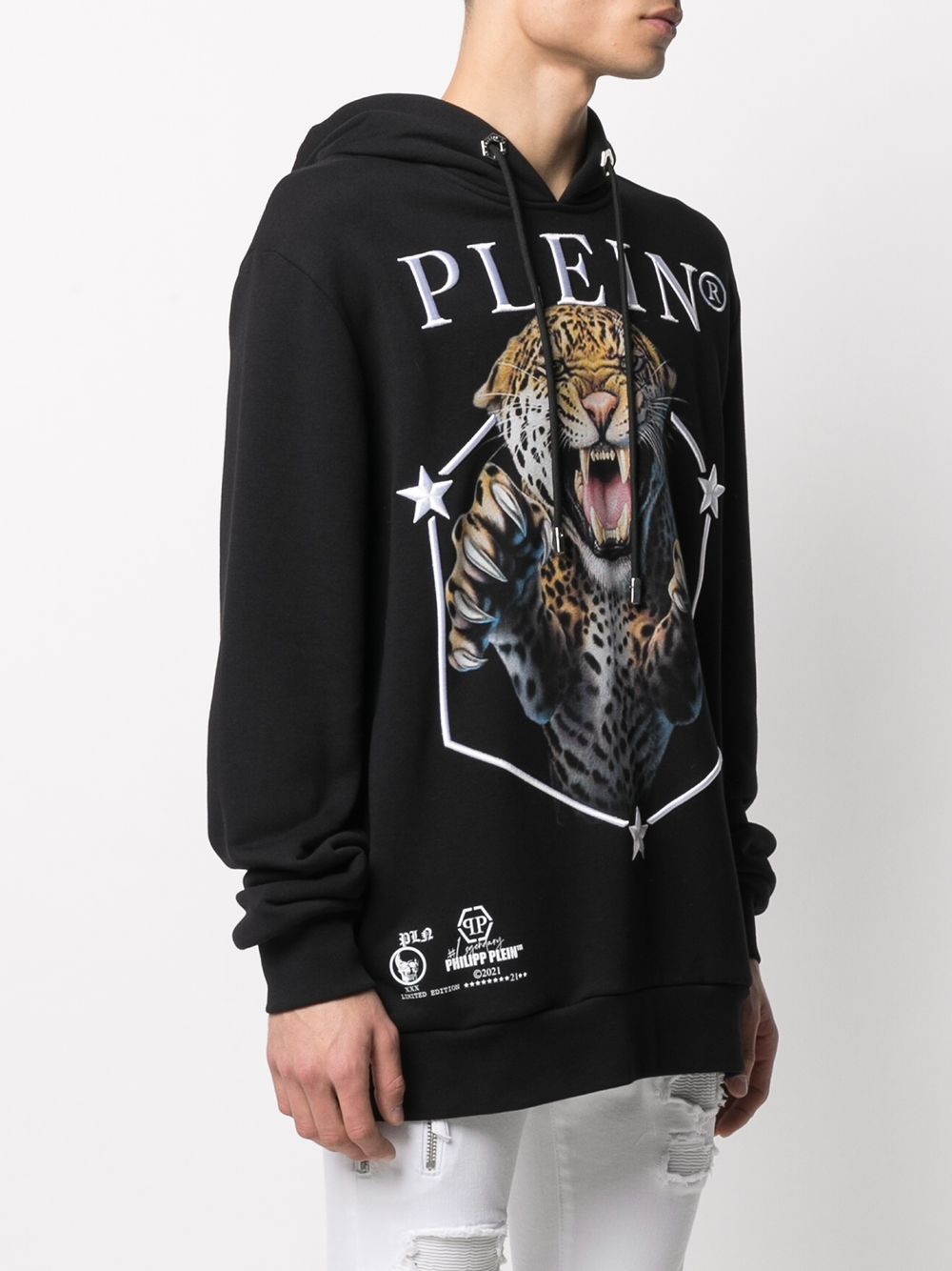 tiger print long-sleeved hoodie - 3