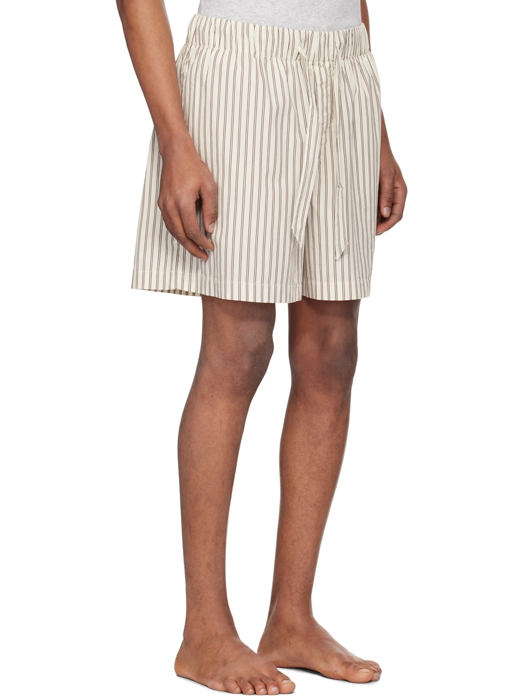 Brown & Off-White Poplin Pyjama Shorts - 2