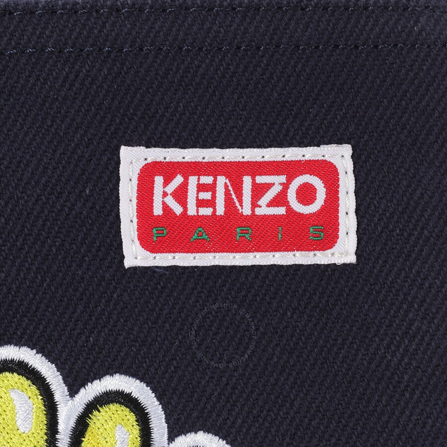 KENZO online NAVY BLUE GRAPHIC LETTERING CLUTCH BAG