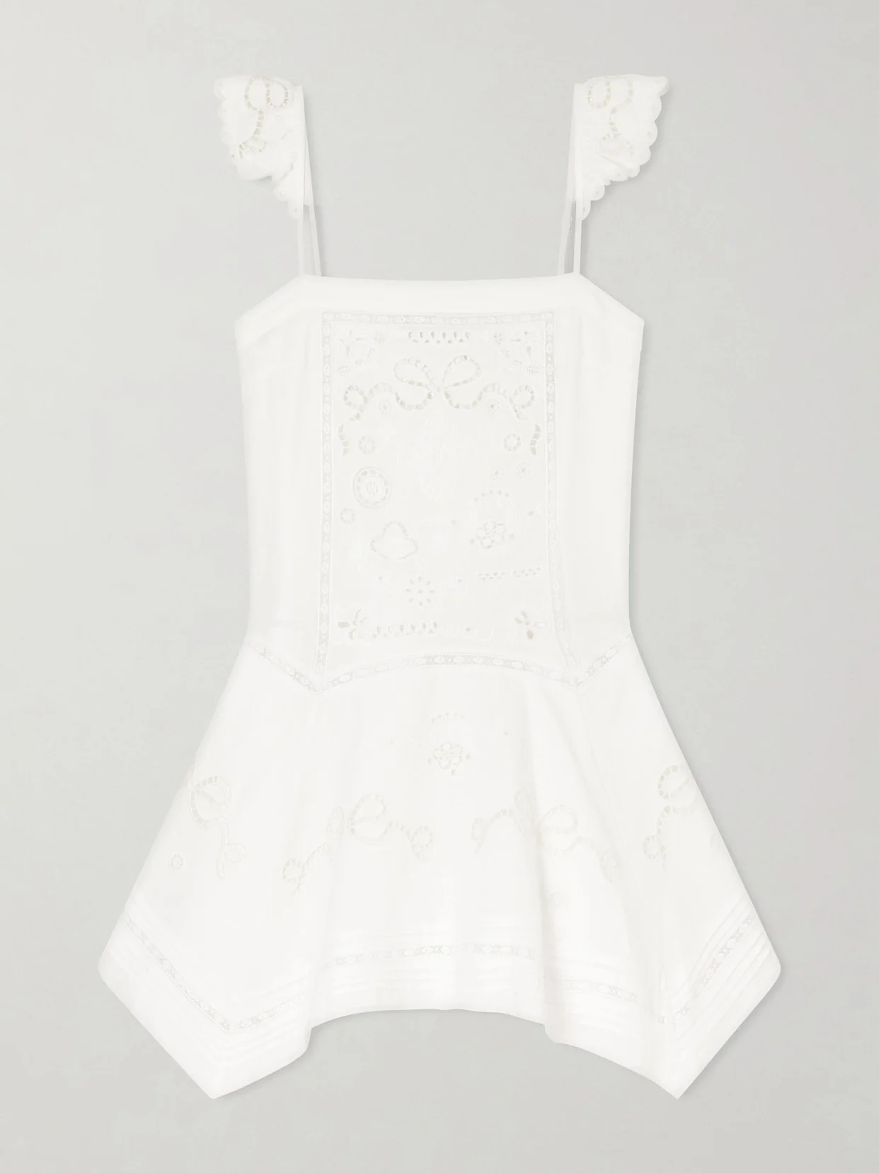 Asymmetric Embroidered Linen And Cotton-blend Midi Dress - 1