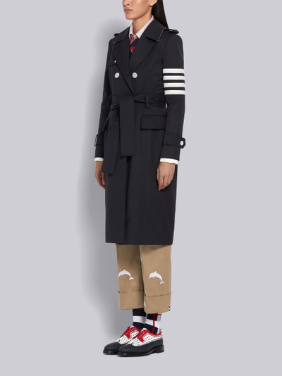 Thom Browne Navy Cotton Twill Waterproof Classic 4-Bar Trench outlook