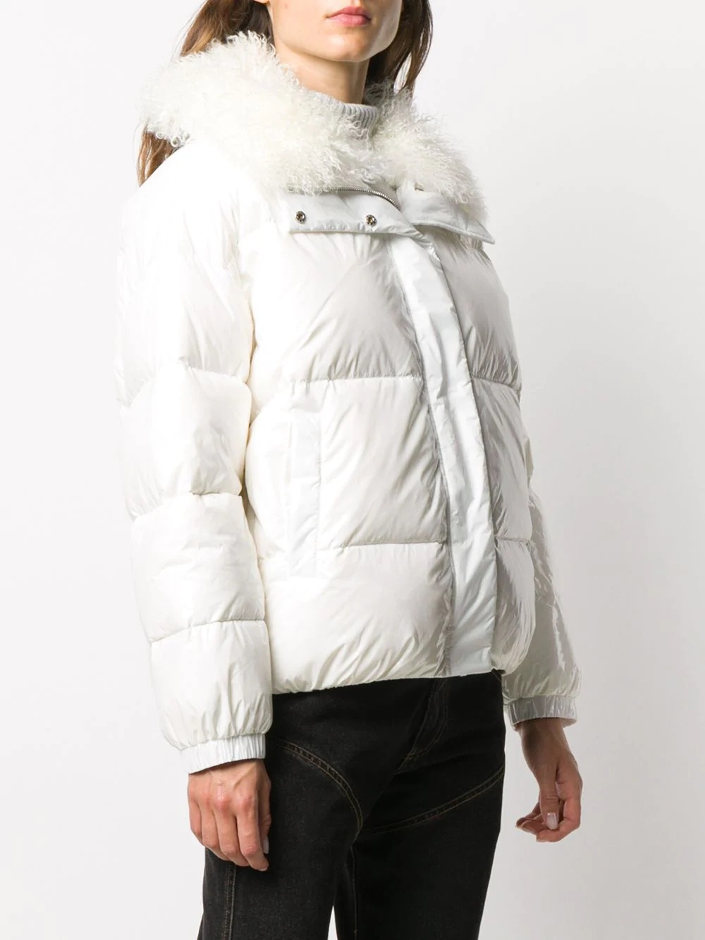 lamb fur trimmed padded jacket - 3