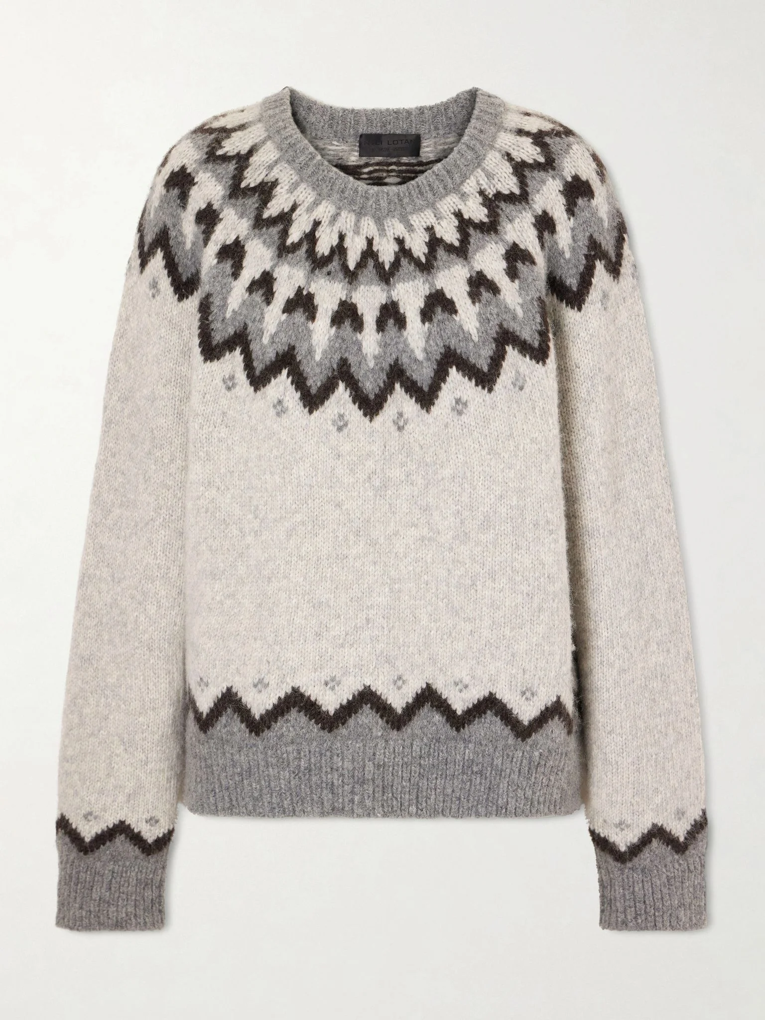 Alan Fair Isle intarsia-knit wool and alpaca-blend sweater Light gray - 1