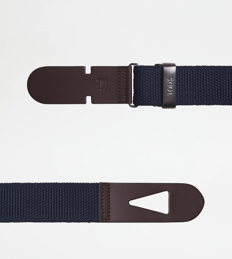 Tod's BELT IN CANVAS AND LEATHER - BLUE outlook