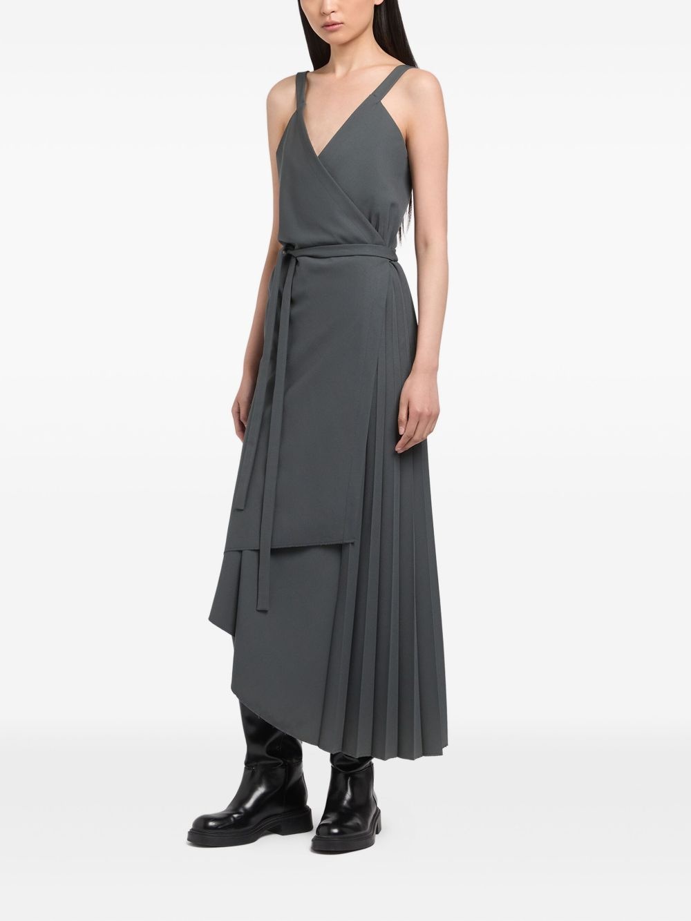 asymmetric wrap midi dress - 2