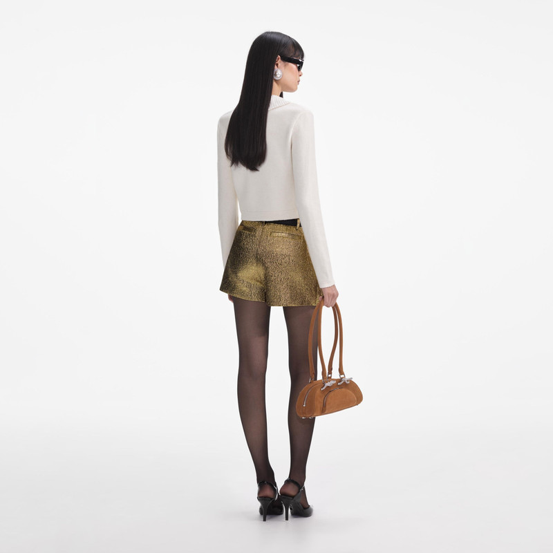 self-portrait Cream Pearl Collar Alpaca Knit Top outlook