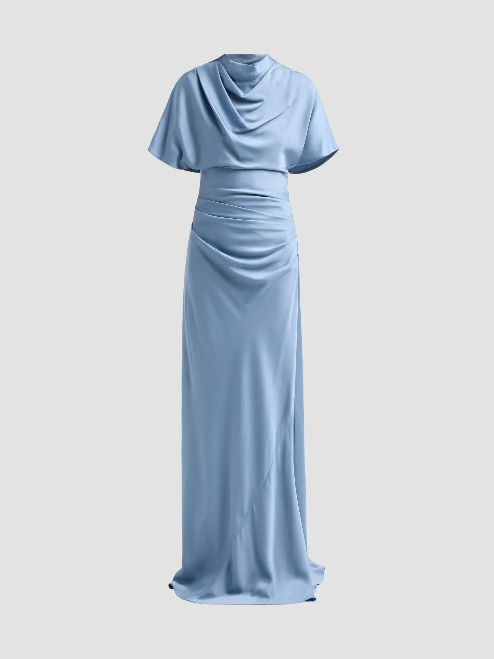 Women's Annibelis Satin Draped Gown - Dusty Blue - 1