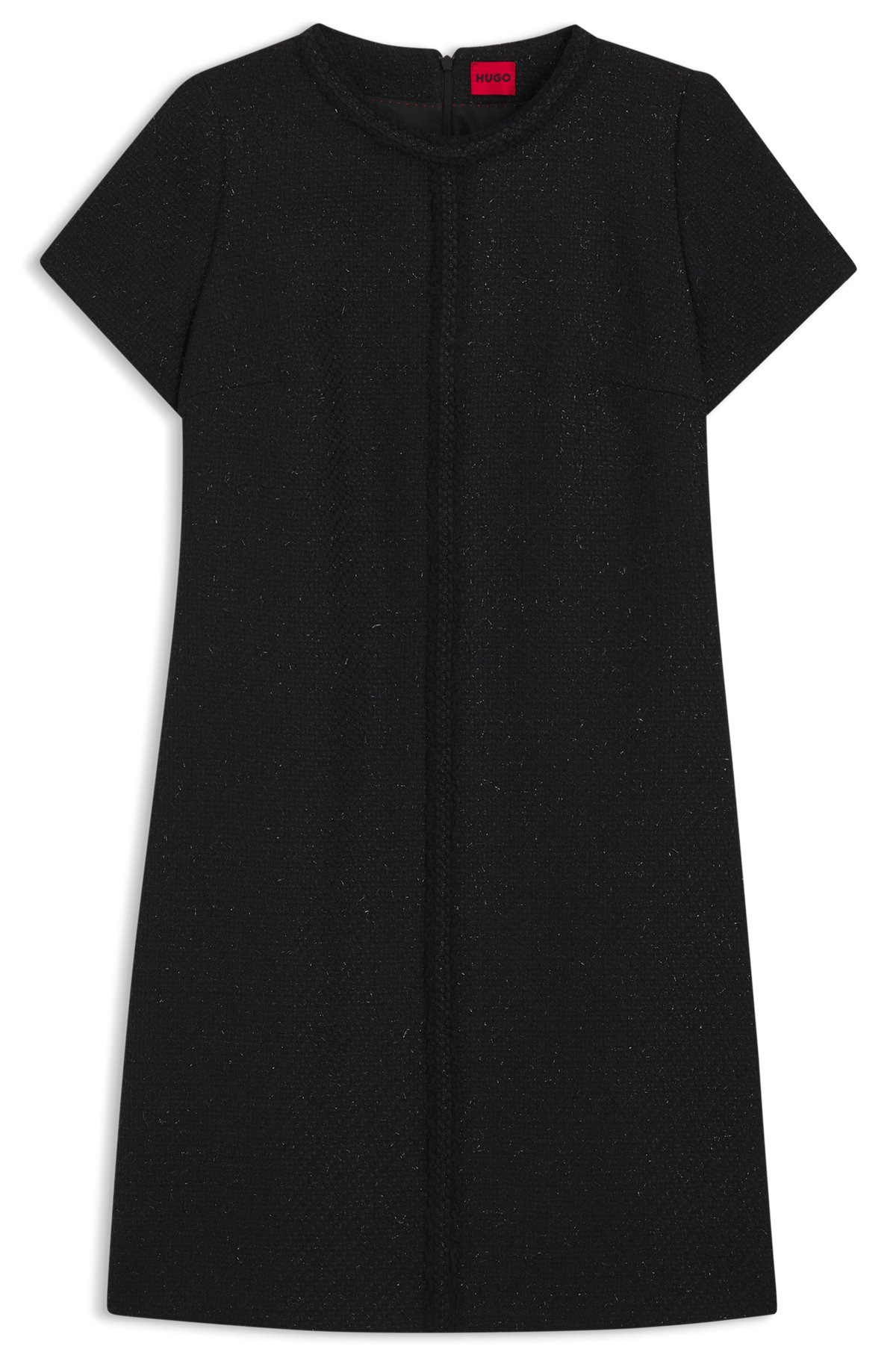 SPARKLING-BOUCLÉ DRESS WITH CHAIN-TAPE TRIMS - 1