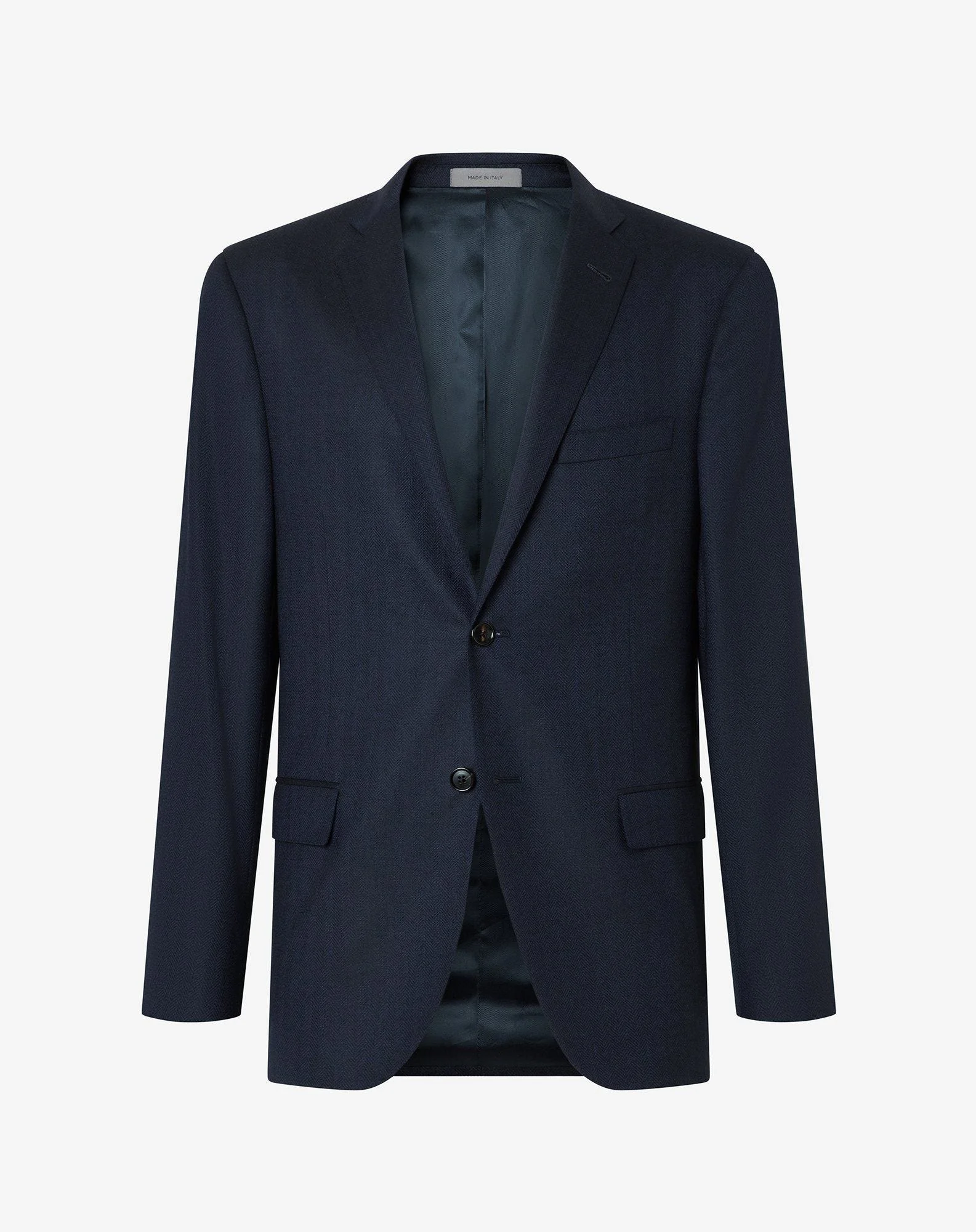 Blue stretch wool jacket with herringbone pattern - 1