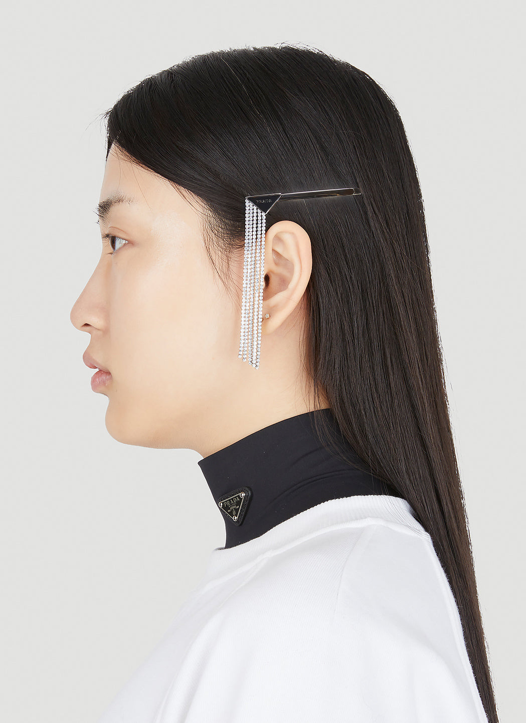 Prada Women Set Of Two Logo Plaque Crystal Hair Slides - 6