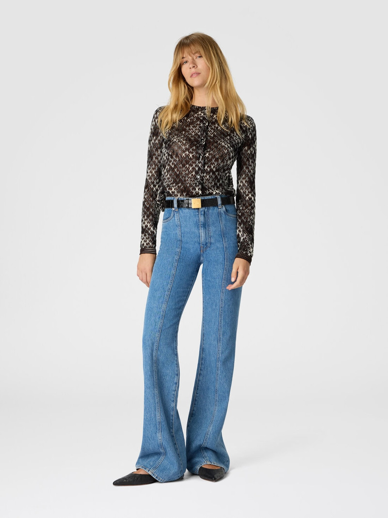 Missoni Slim crew neck cardigan in flame lace outlook