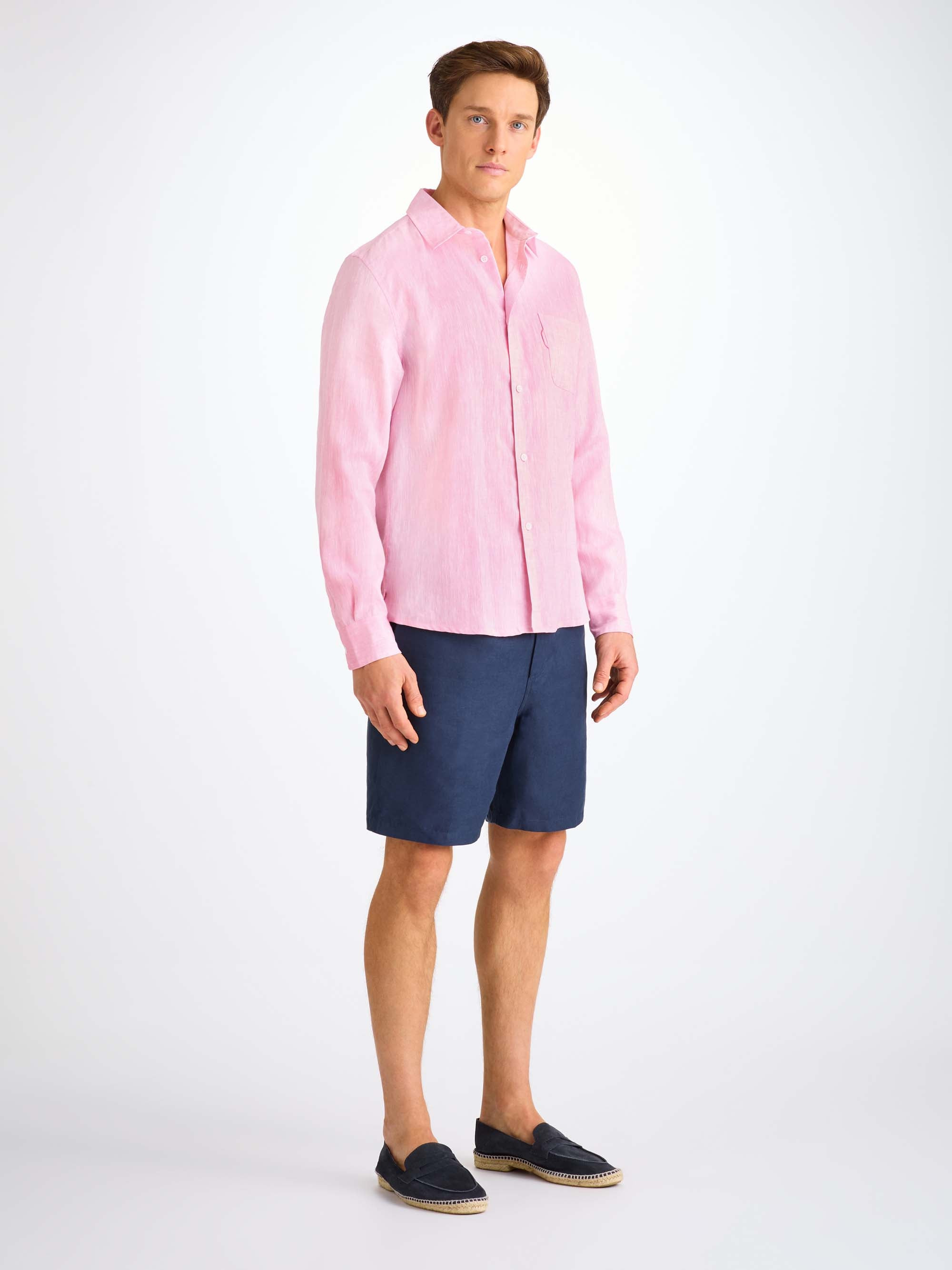 Men's Shirt Monaco Linen Bubble Gum - 3