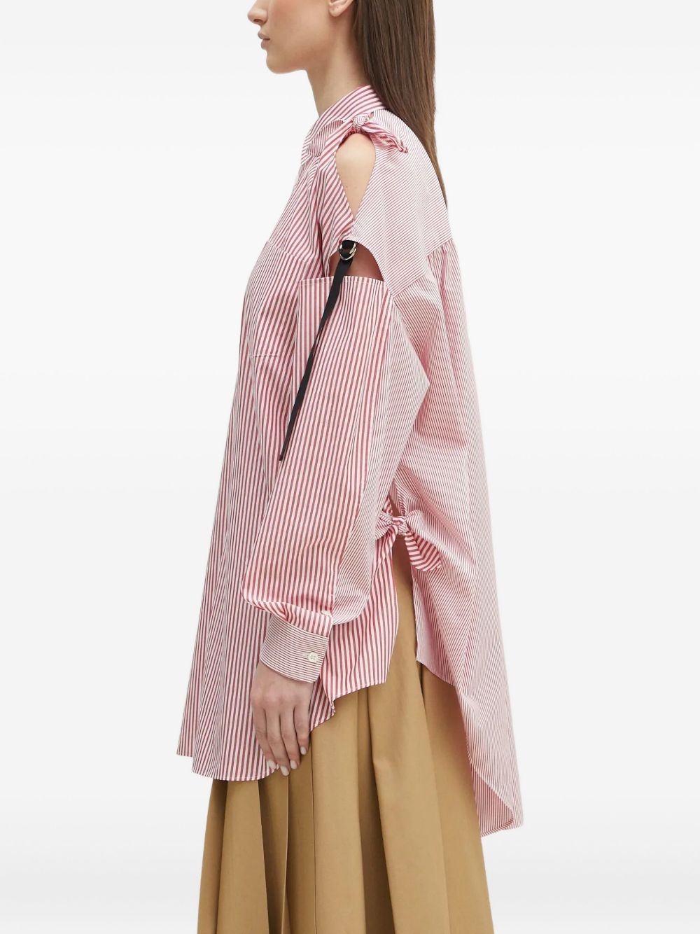 striped cut-out shoulder shirt - 2