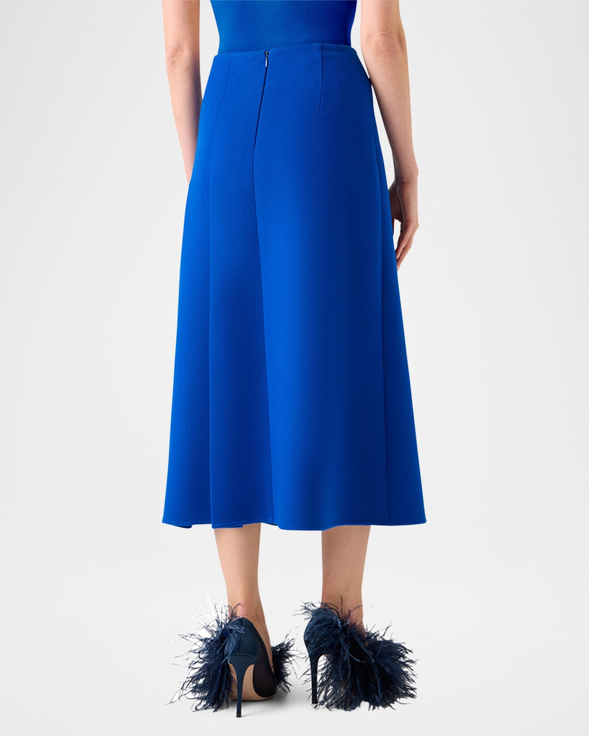 Pleated Wool Flannel Double-Face A-Line Midi Skirt - 3