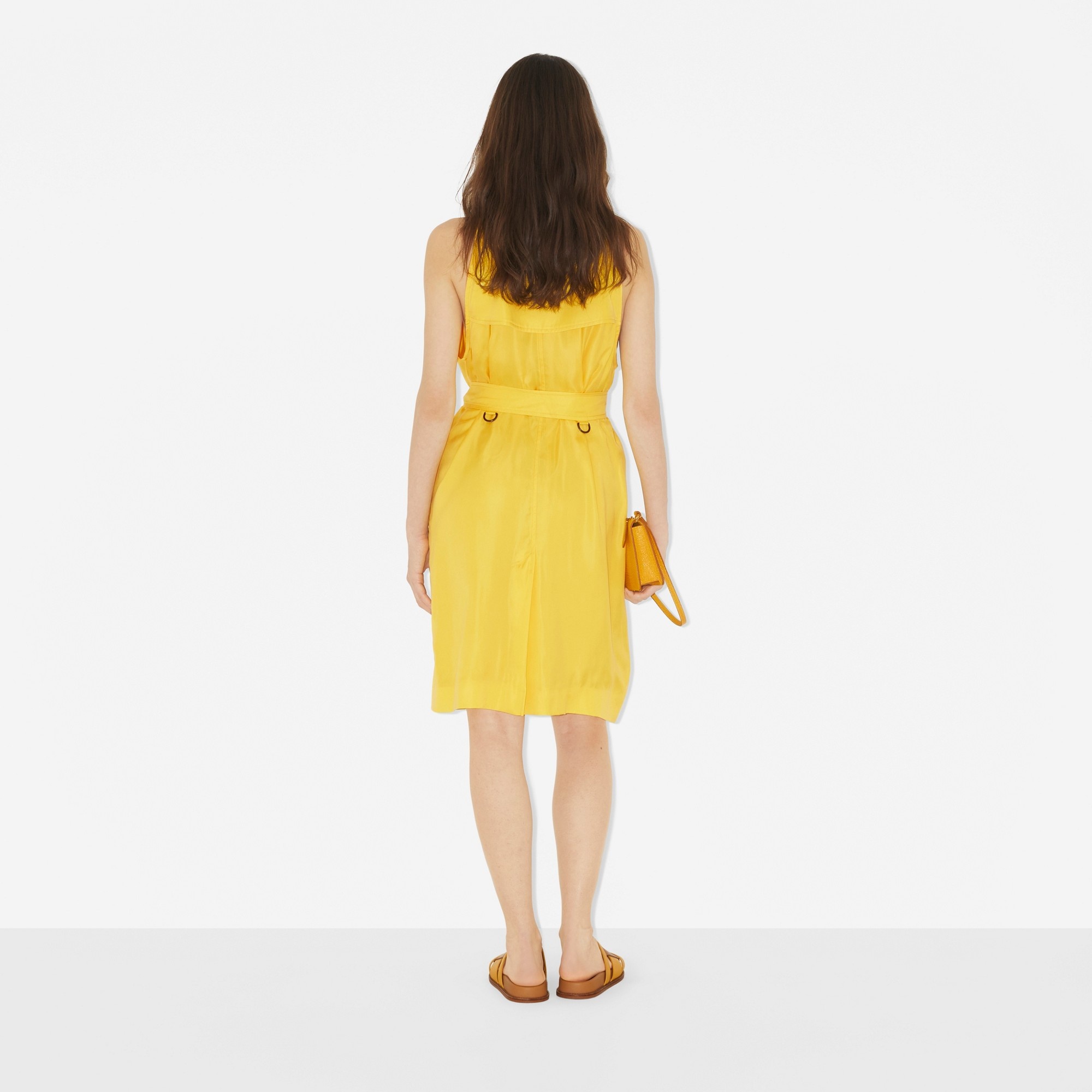 Sleeveless Satin Trench Dress - 4