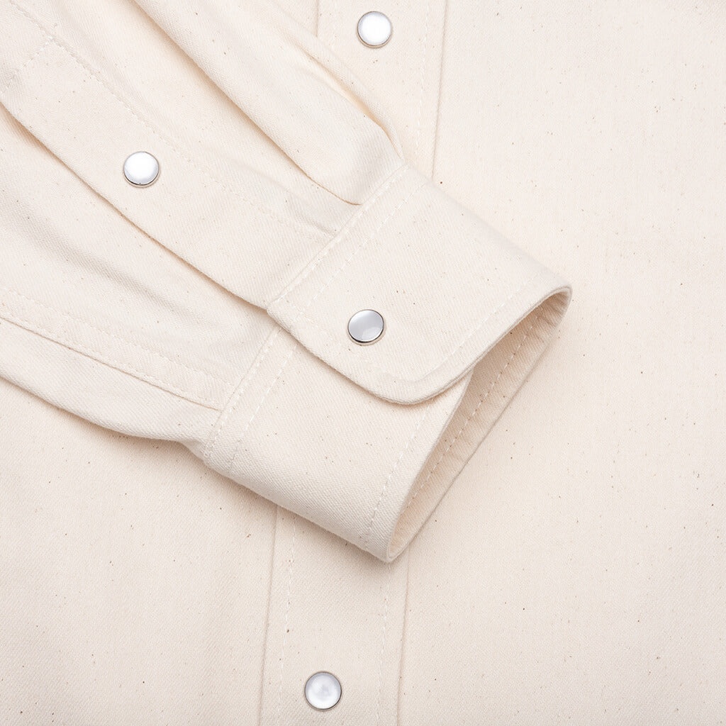 CREAM DENIM SHIRT WITH TRUNAKAROO PLAQUE - BONE - 3