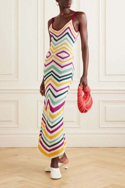 La DoubleJ Dazzling striped crocheted cotton maxi dress outlook