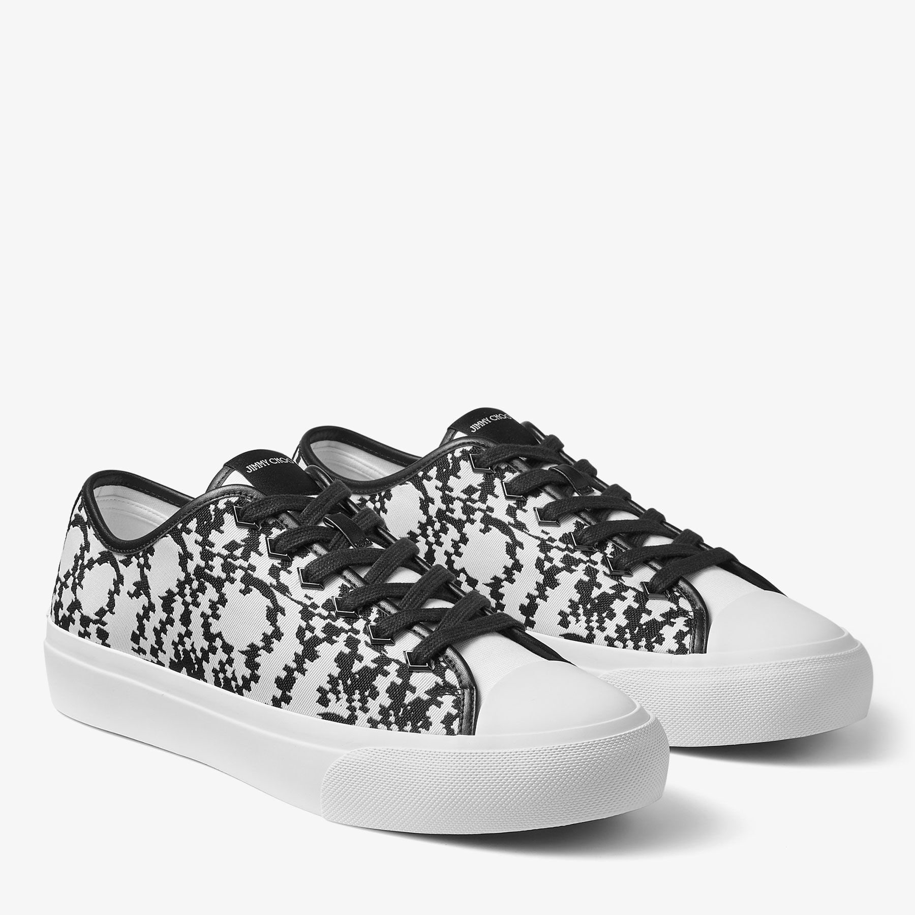 Palma/M
Black and White Distorted Jimmy Choo Jaquard Fabric Low-Top Trainers - 2