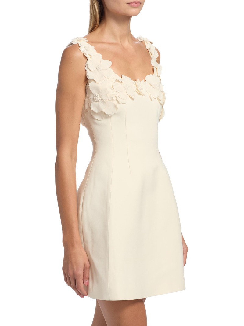 Women's Floral Appliqué Scoopneck Cocktail Dress - Ivory 4