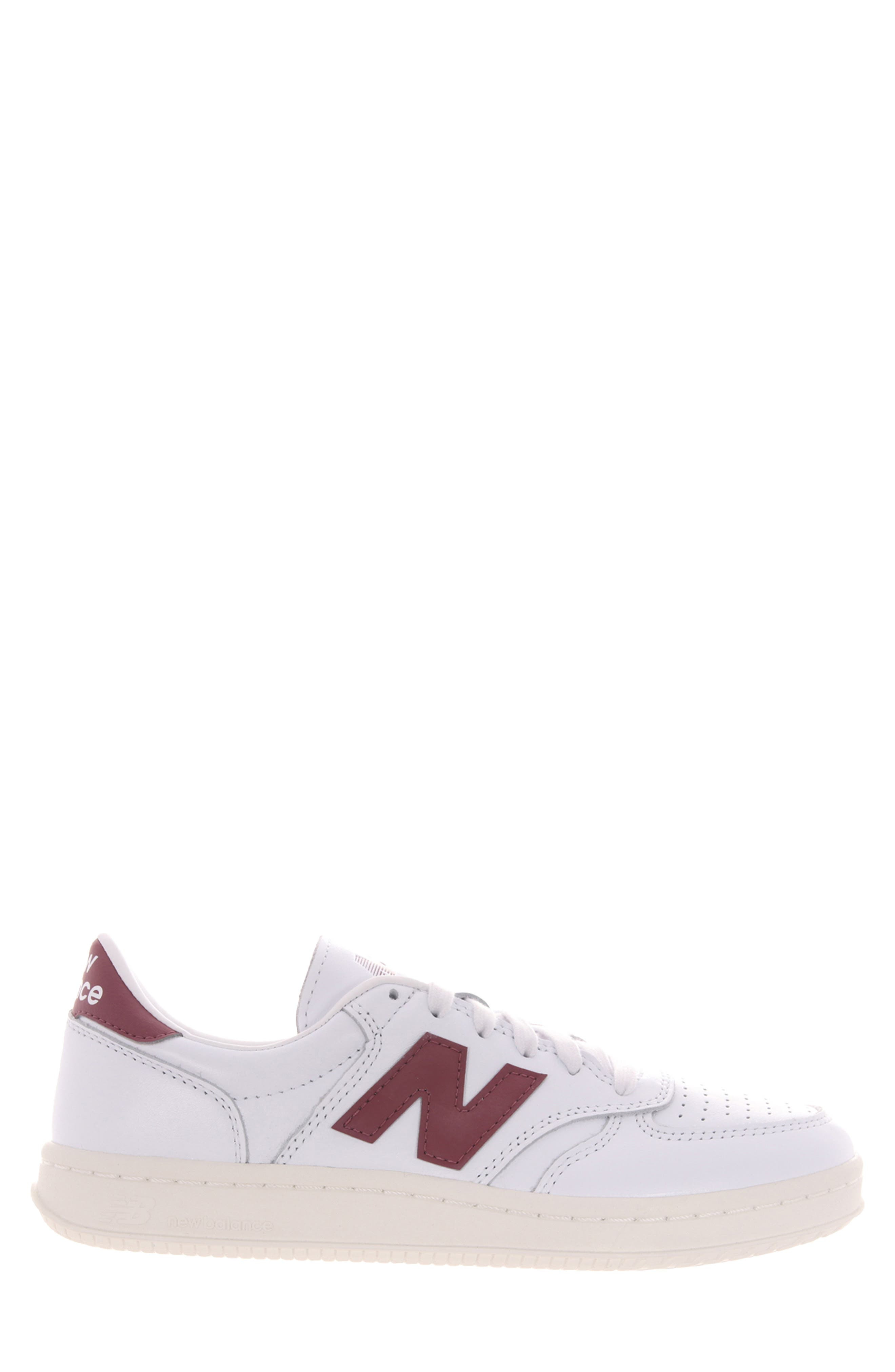 New Balance T500 Tennis Sneaker in White/Washed Burgundy at Nordstrom - 2