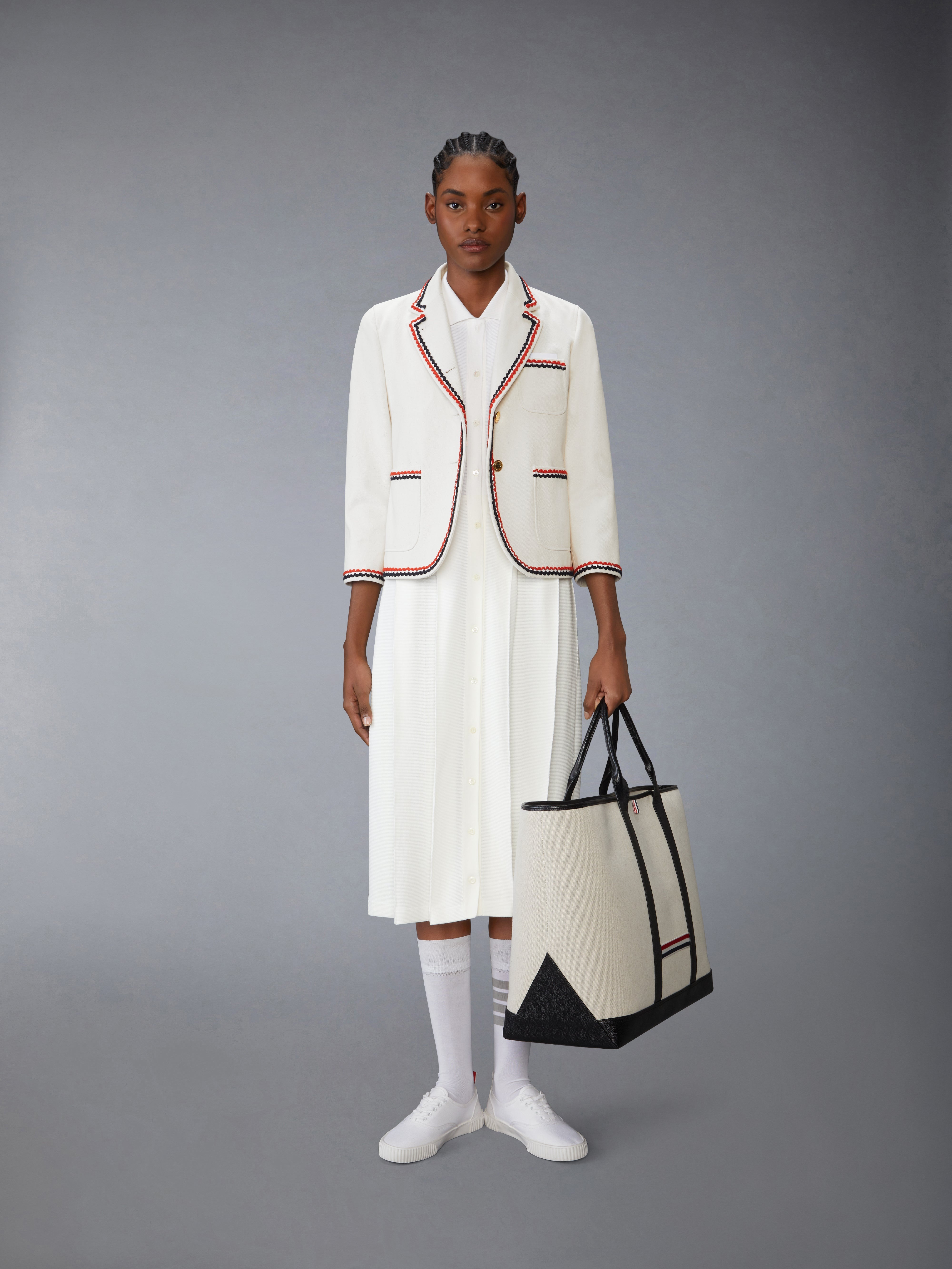 COTTON WAFFLE PLEATED POLO DRESS - 5