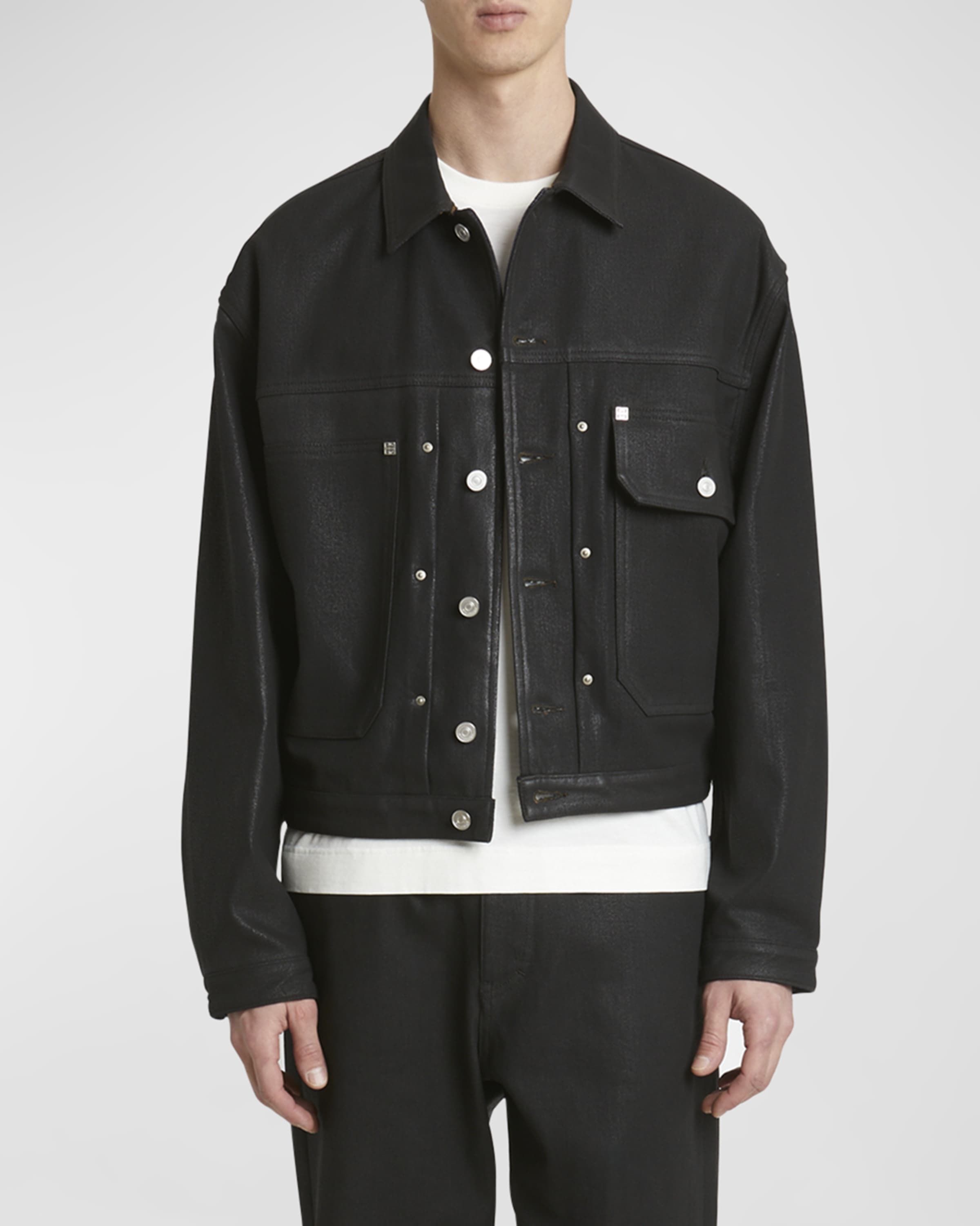 GIVENCHY ストレトレックトラウサ BW510614V3 675 Givenchy Men's Coated Denim Trucker Jacket | neimanmarcus