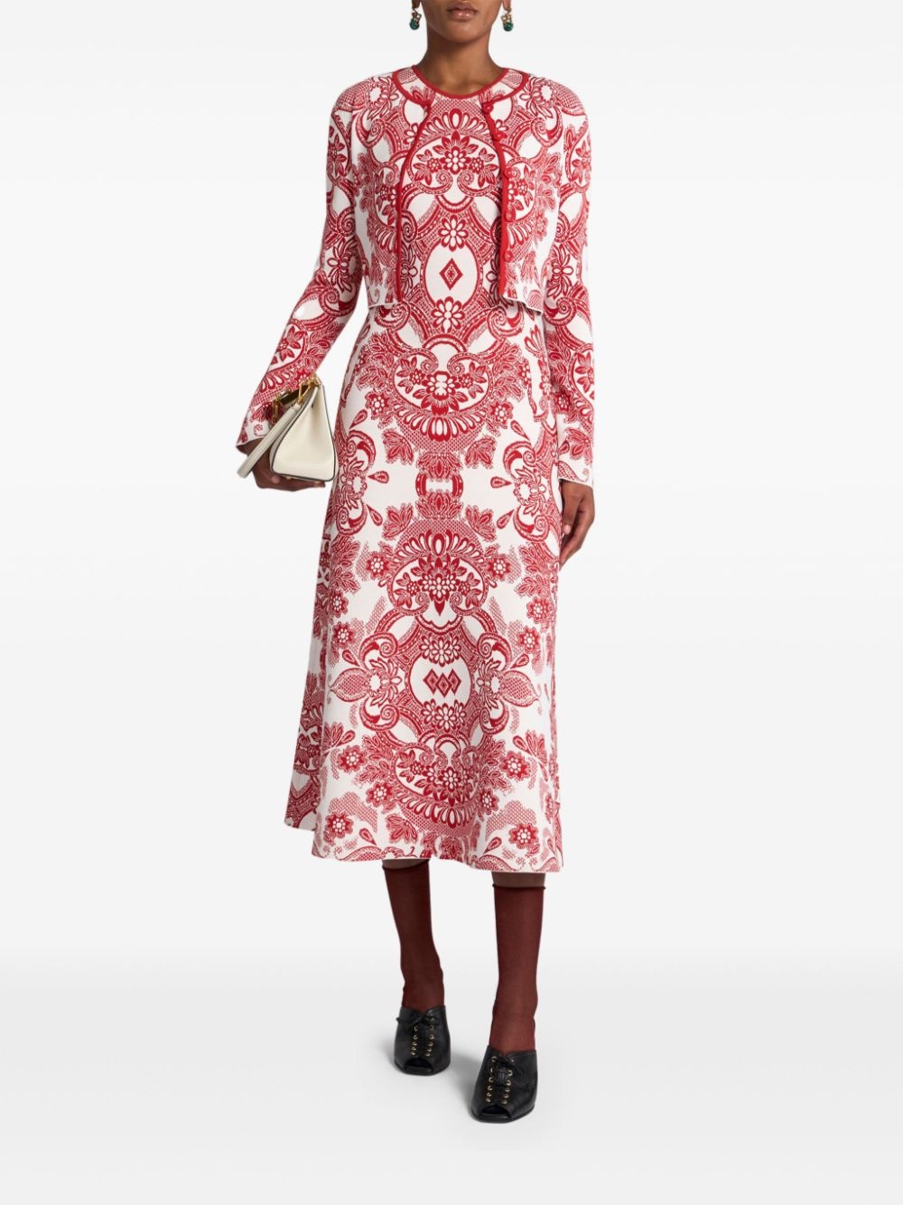 patterned-jacquard midi dress - 2