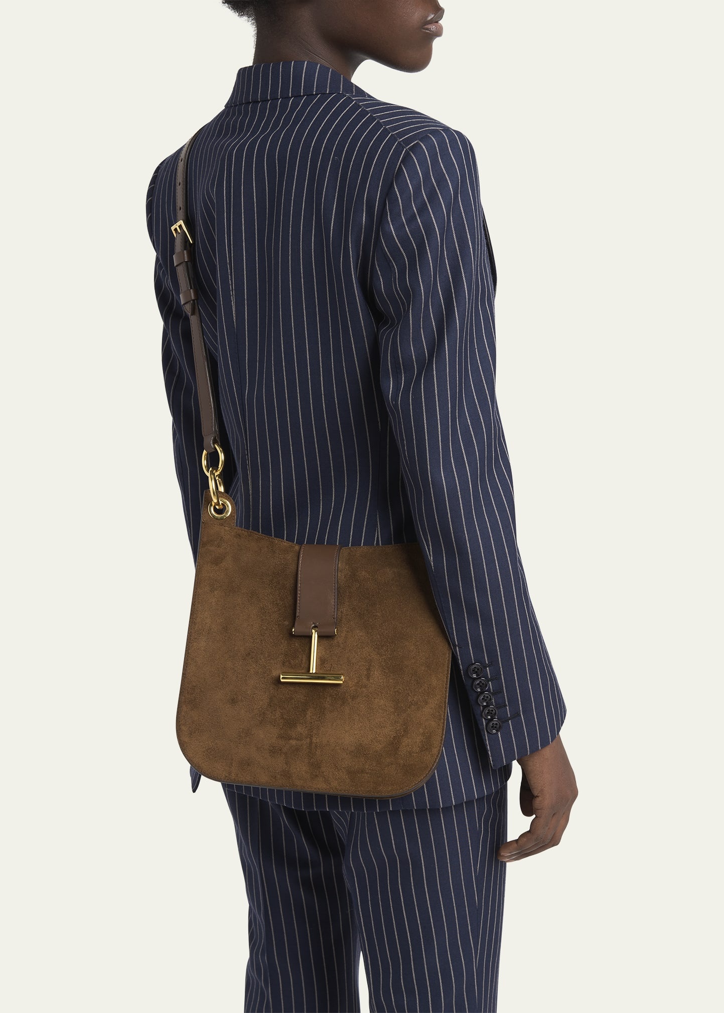 TOM FORD Tara Small Hobo Crossbody in Suede
