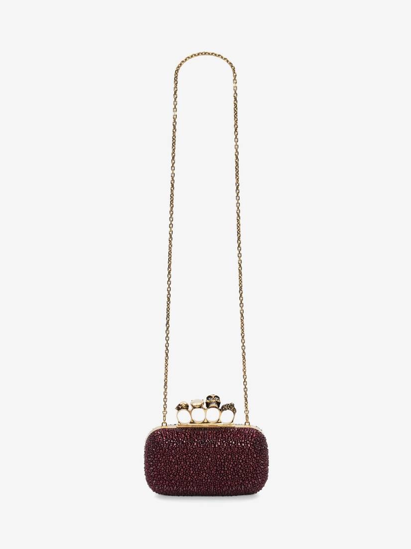 Women's Skull Four Ring Clutch in Prune - 5