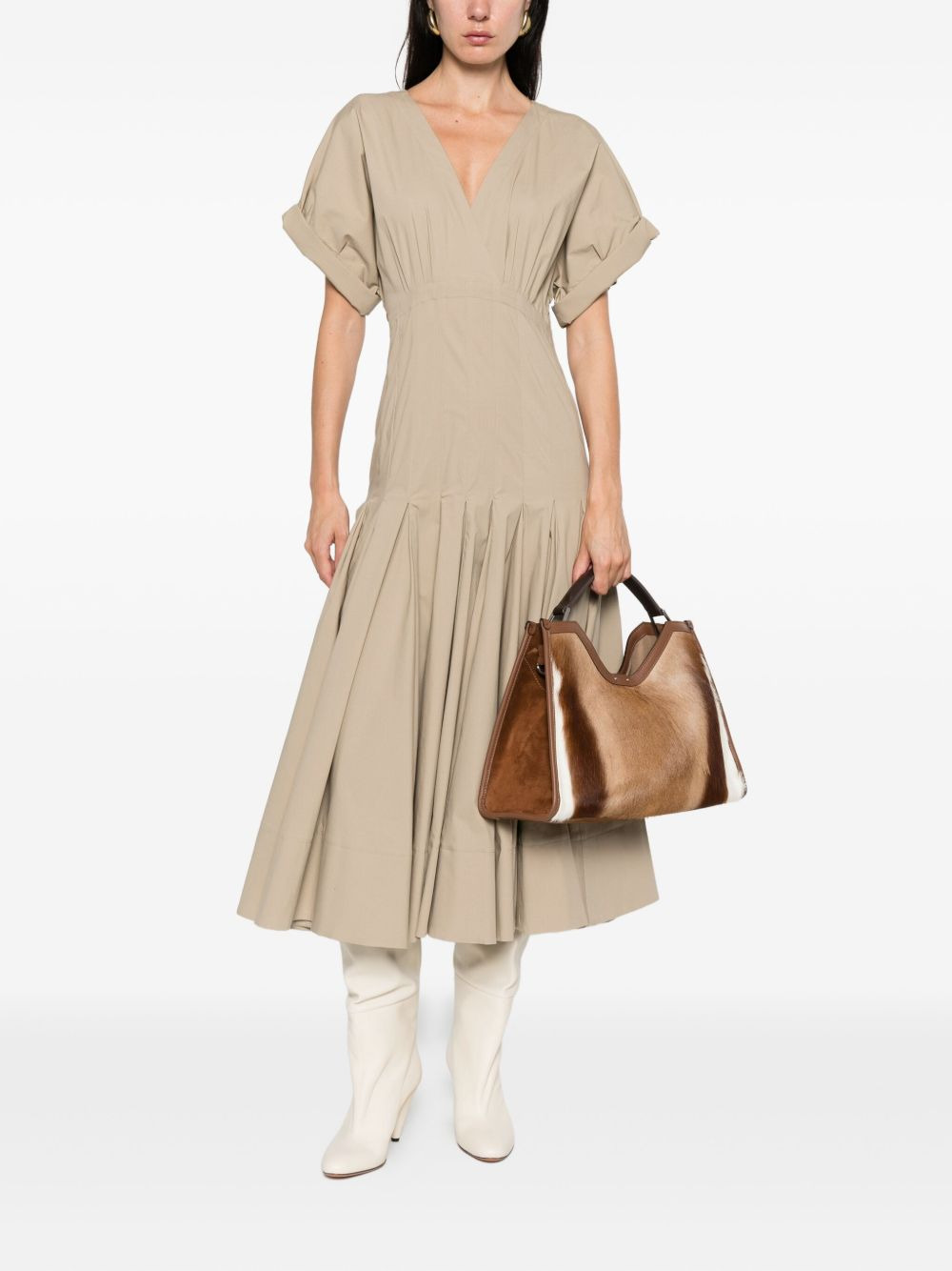 V-neck pleated dress - 2
