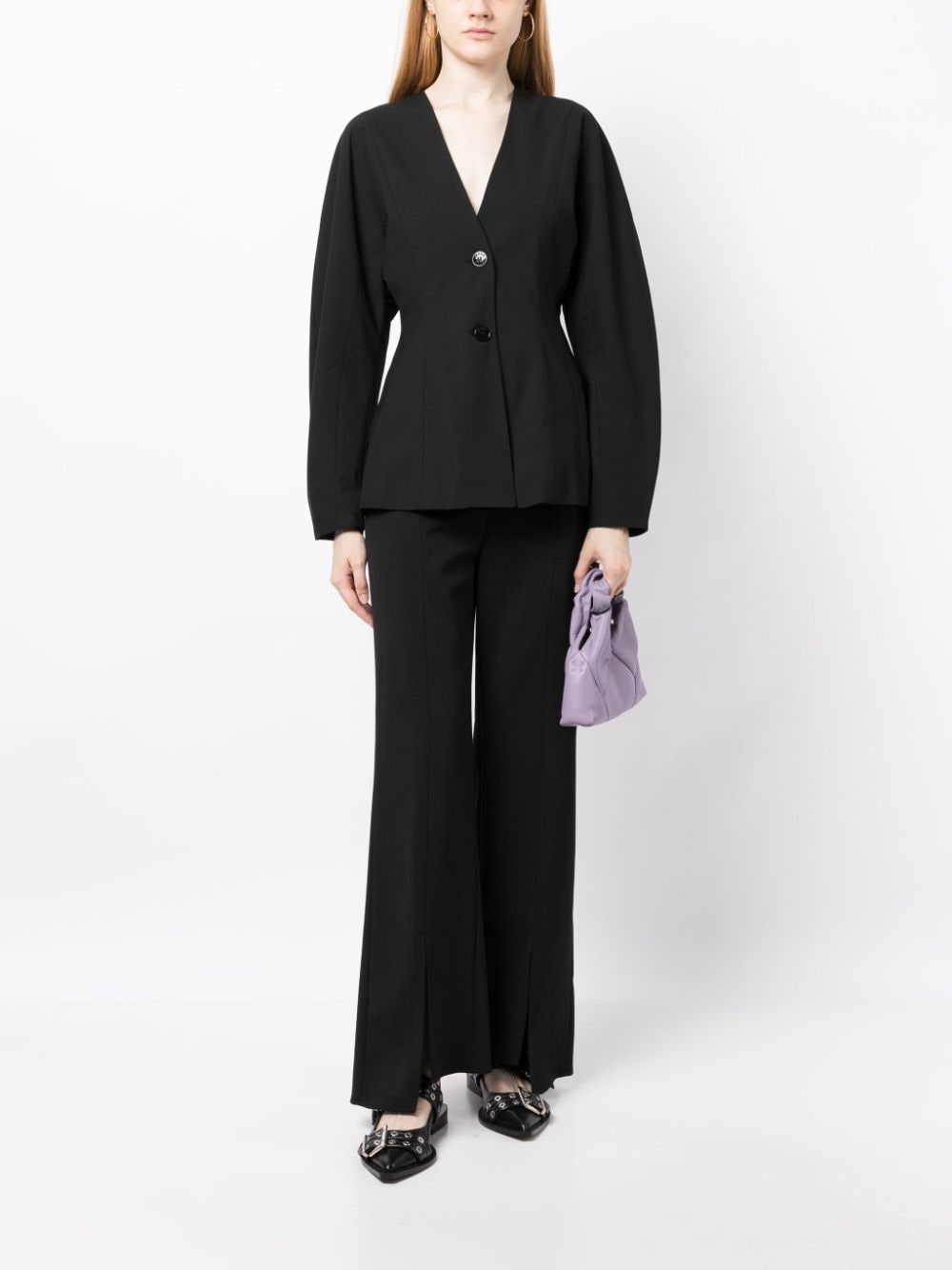 V-neck single-breasted blazer - 2