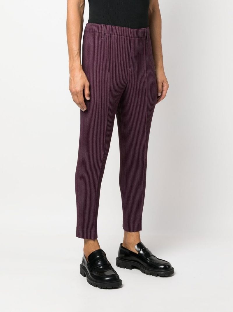 plissé-detail cropped trousers - 3