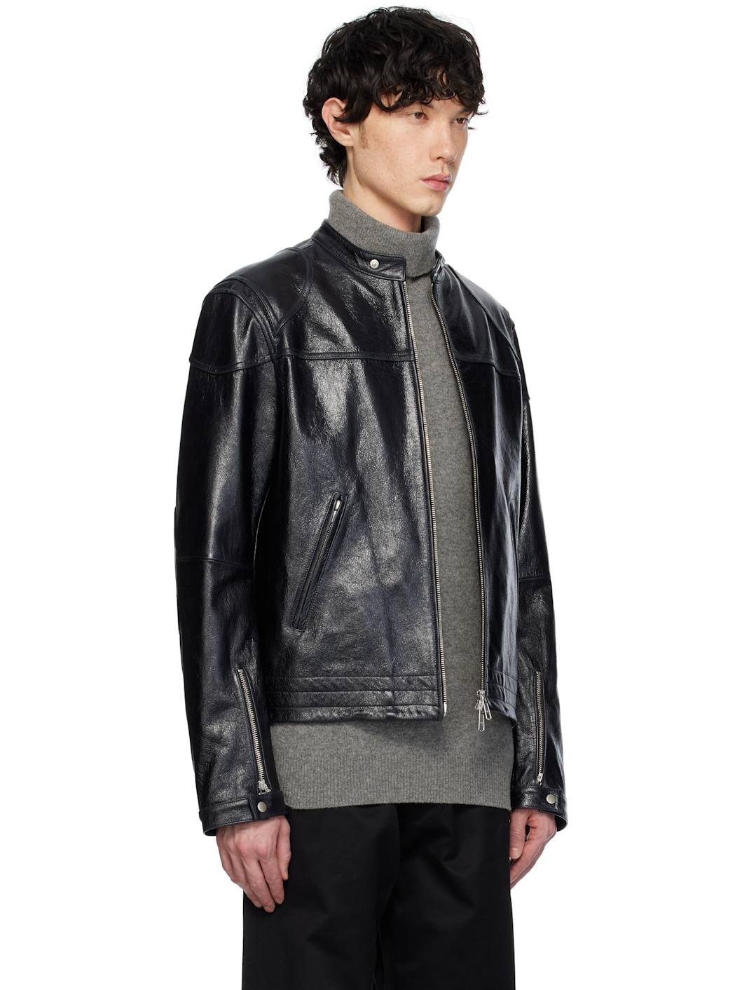 Black Mavericks Motorcycle Leather Jacket - 2